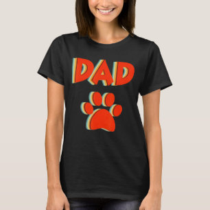 Camiseta Padre Paw Print Rescue Dog Dad 70s Retro Vintag