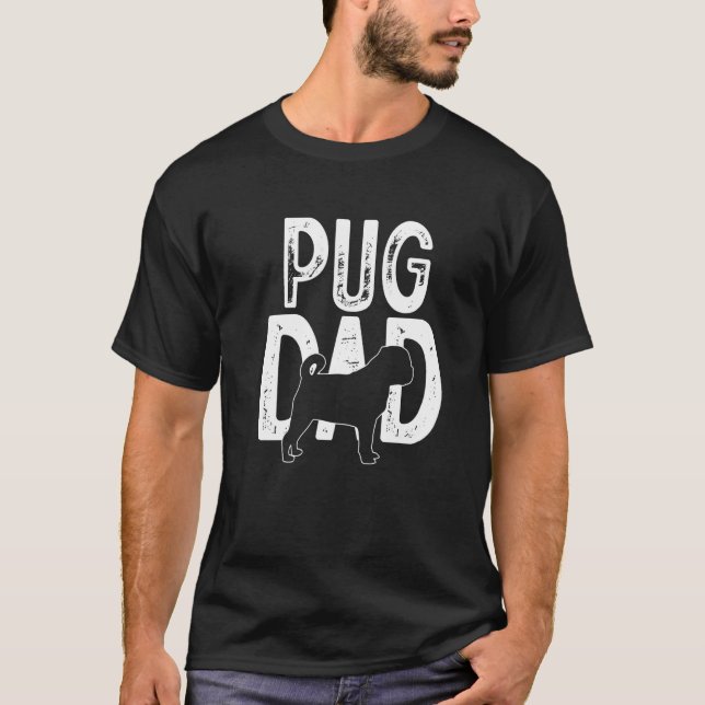 Camiseta Padre Perro Pug Lindo Cachorro Padre (Anverso)