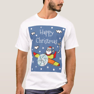 Camiseta Padre personalizado avión navideño Santa Claus