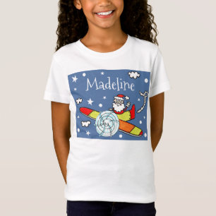 Camiseta Padre personalizado avión navideño Santa Claus