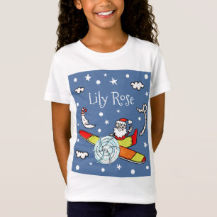 Camiseta Padre personalizado avión navideño Santa Claus