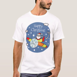 Camiseta Padre personalizado avión navideño Santa Claus