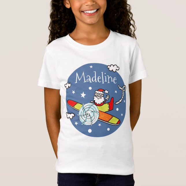 Camiseta Padre personalizado avión navideño Santa Claus (Anverso)