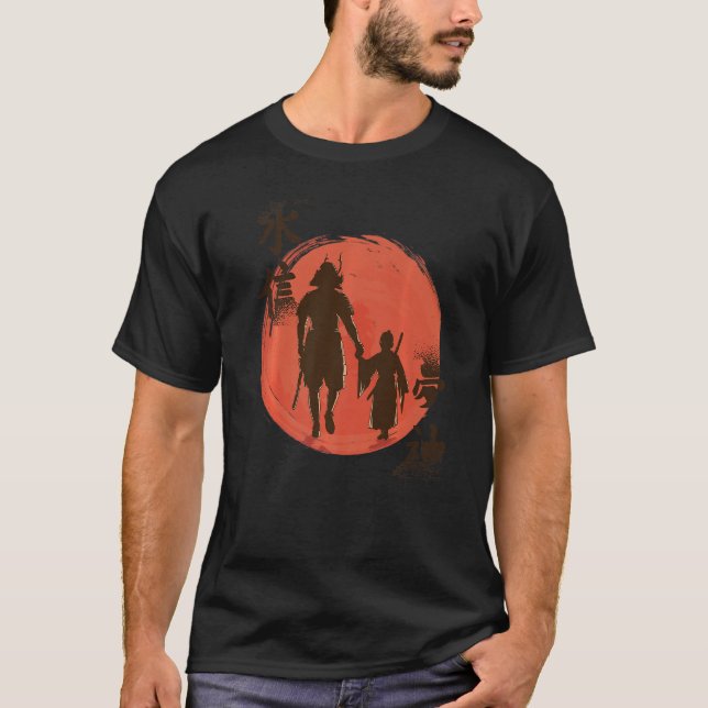 Camiseta Padre samurai mancha de sangre japonesa de arte (Anverso)