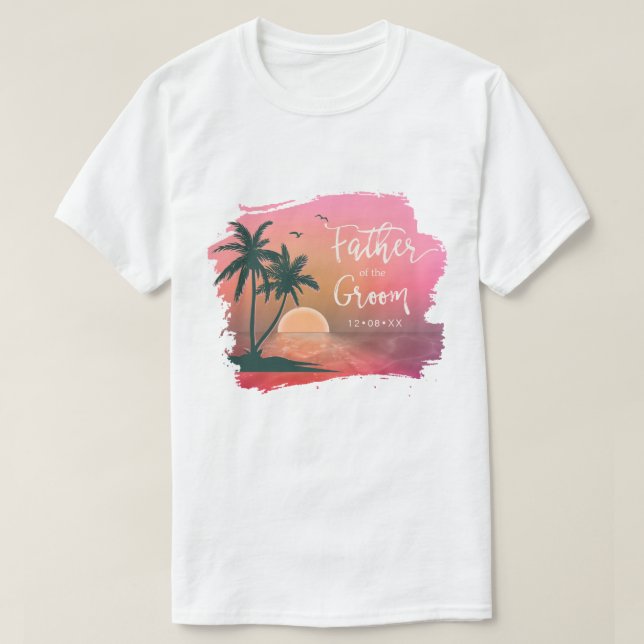Camiseta Padre tropical de la isla del rosa ID581 del novio (Diseño del anverso)