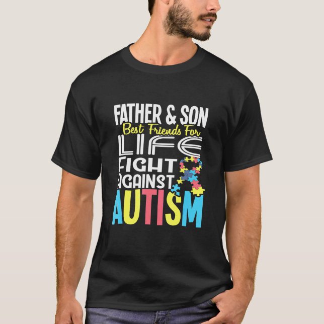 Camiseta Padre Y Hijo Bff Por La Vida Contra El Autismo Awa (Anverso)