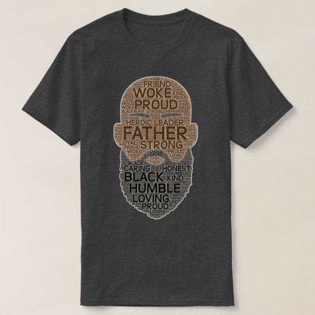Camiseta Padres Día Calvo Padre Negro Con Palabras De Barba (Diseño del anverso)