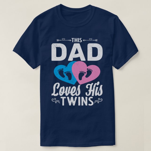 Camiseta Padres Día de papá Familia Bebé Padres Gemelos (Diseño del anverso)