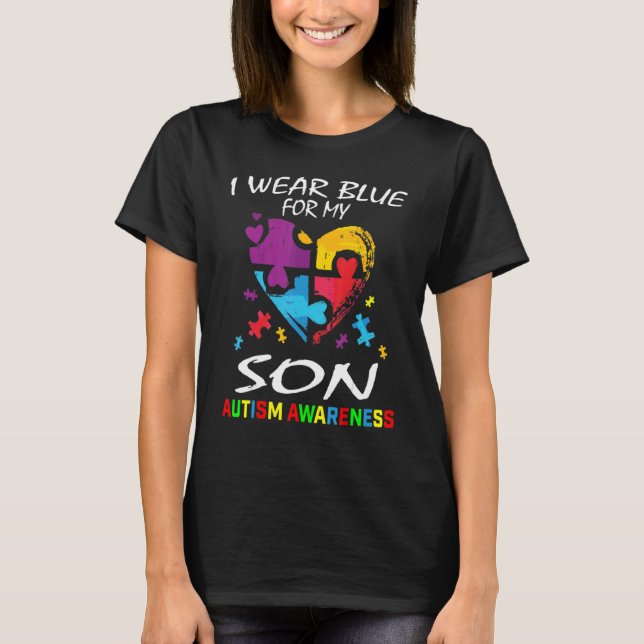 Camiseta Padres Mamá Papá Que Llevo Azul Por Mi Hijo Autism (Anverso)