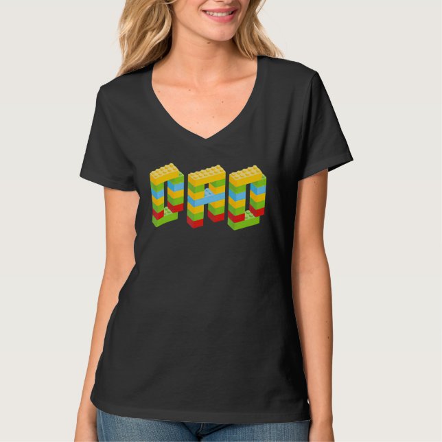 Camiseta Padres Padres Padres Construcción de bloques de co (Anverso)