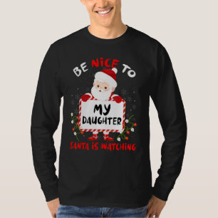 Camiseta Padres Pajamas Estar Bien Con Mi Hija Santa Es Wa