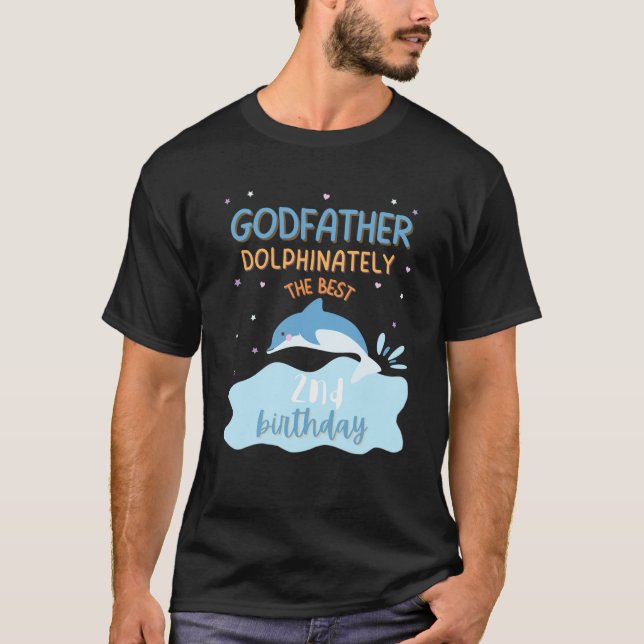Camiseta Padrino 2º cumpleaños Dolphin Bday Fiesta Familia  (Anverso)