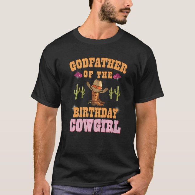 Camiseta Padrino De La Noche De Cumpleaños Tema Occidental  (Anverso)