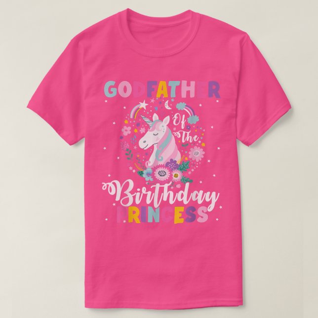 Camiseta Padrino de la princesa de cumpleaños Unicorn Birth (Diseño del anverso)