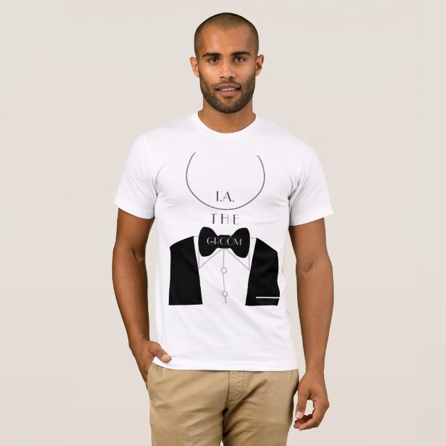 Camiseta Padrino Negro Blanco Monograma Simple Moderno (Anverso completo)