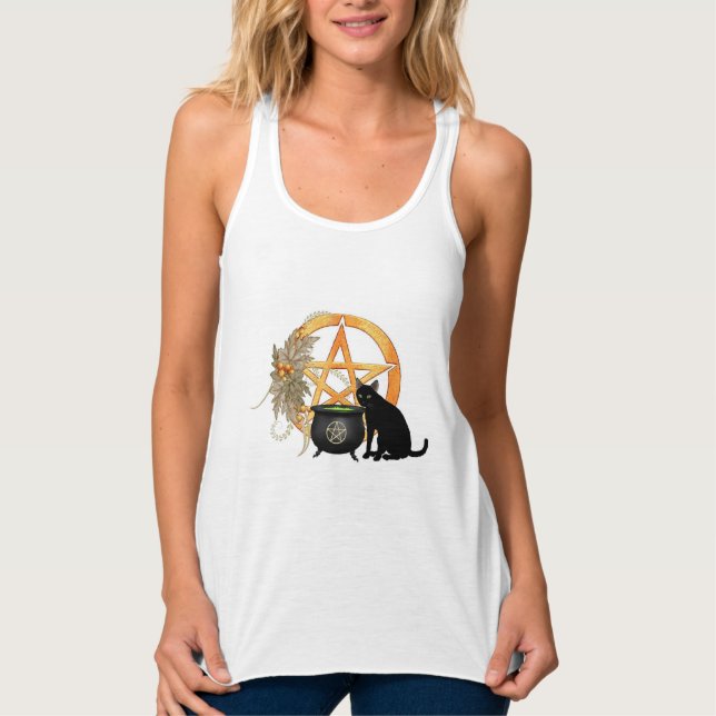 Camiseta pagana del gato de Wiccan (Anverso)
