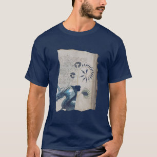 Camiseta Página alterada del manuscrito Voynich Dragón Azul