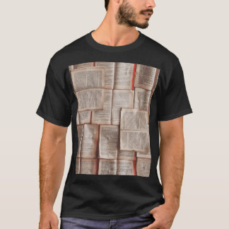Camiseta Páginas de libros antiguos Abrir libros Bibliophil