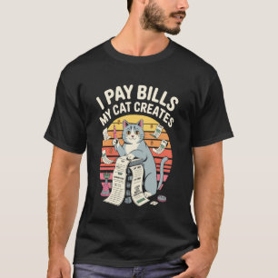 Camiseta Pago facturas mi gato crea diseño de humor