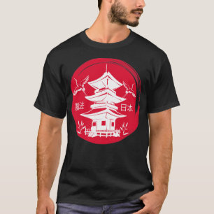 Camiseta pagoda en círculo negro cultura japonesa arte asiá