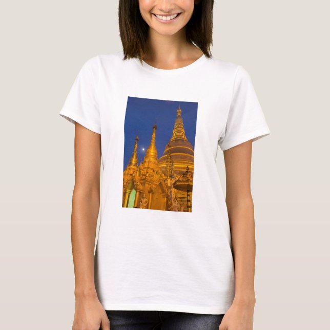 Camiseta Pagoda Shwedagon de noche, Myanmar (Anverso)
