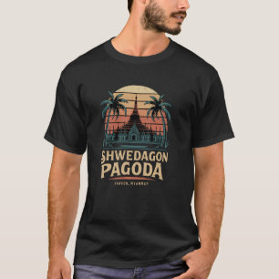 Camiseta Pagoda Shwedagon Yangon Myanmar, Atardecer y Templ