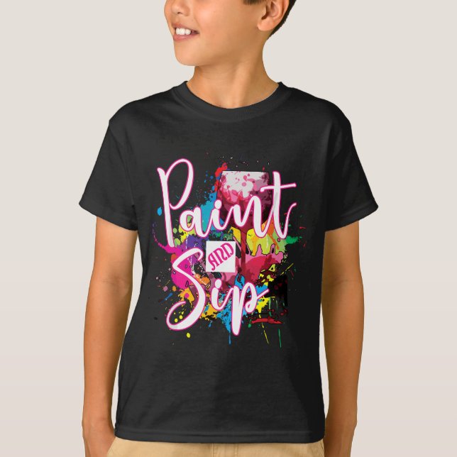Camiseta Paint and Sip Fiesta Art Night Wine Canvas Novedad (Anverso)