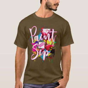 Camiseta Paint and Sip Fiesta Art Night Wine Canvas Novedad