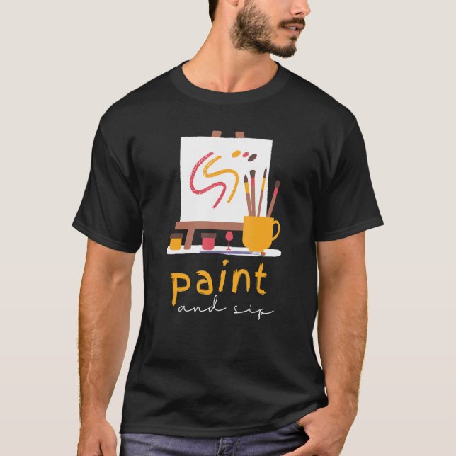 Camiseta Paint and Sip Fiesta Vino bebiendo arcoiris Painti (Anverso)