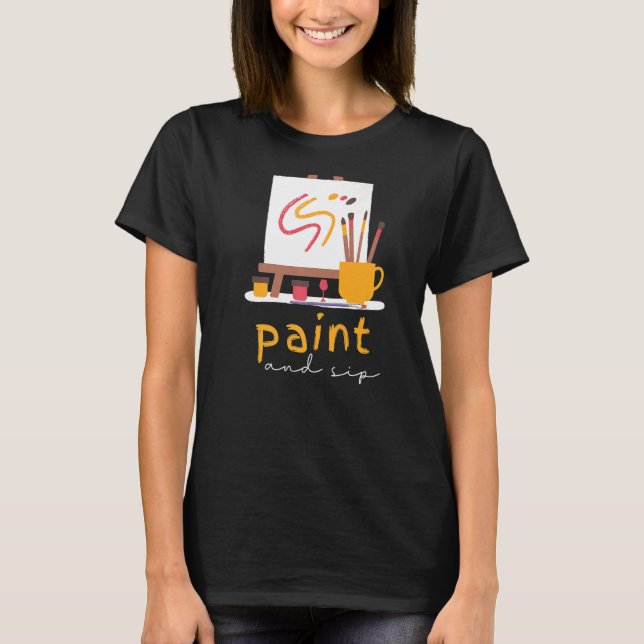 Camiseta Paint and Sip Fiesta Vino que bebe arcoiris (Anverso)