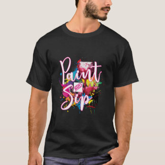 Camiseta Paint And Sip Py Night Canvas De Vino