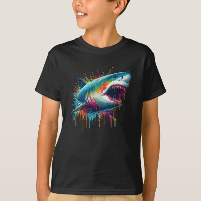 Camiseta Paint Drip Great White Shark (Anverso)