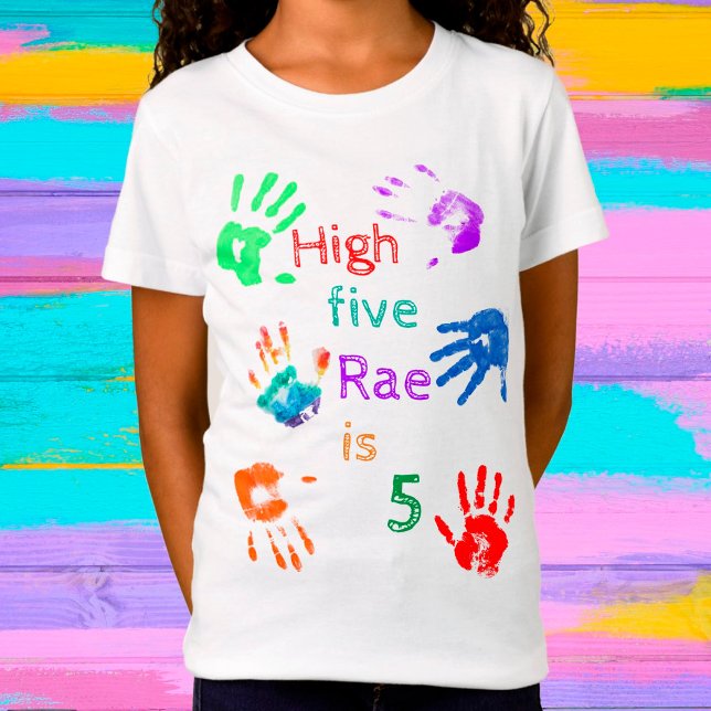 Camiseta Paint Handprints Cumpleaños con un Nombre Personal (Subido por el creador)