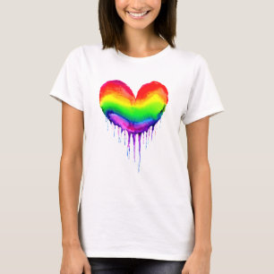 Camiseta Paint Rainbow Heart Dripping Paint