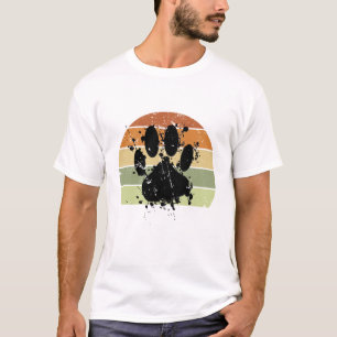 Camiseta Paint Spatter Dog Paw Print Retro Sunset