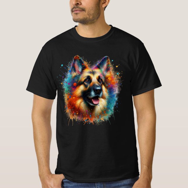 Camiseta Paint Splatter German Shepherd (Anverso)