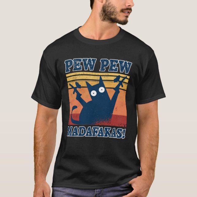 Camiseta Paintball Cat Pew Pew Madafakas Crazy Cat  Paintba (Anverso)