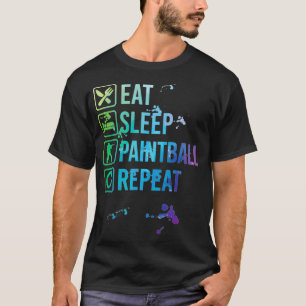 Camiseta Paintball Player Eat Sleep Repeat Watercolor Gift