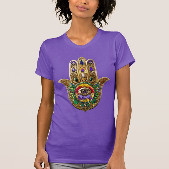 Camiseta Painted Gold Hamsa Amethyst Ruby Third Eye (Anverso)