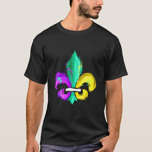 Camiseta Painted Purple Green And Golden Fleur De Lis For M (Anverso)