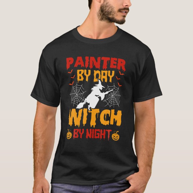 Camiseta Painter By Day Witch By Night Painter Halloween (Anverso)