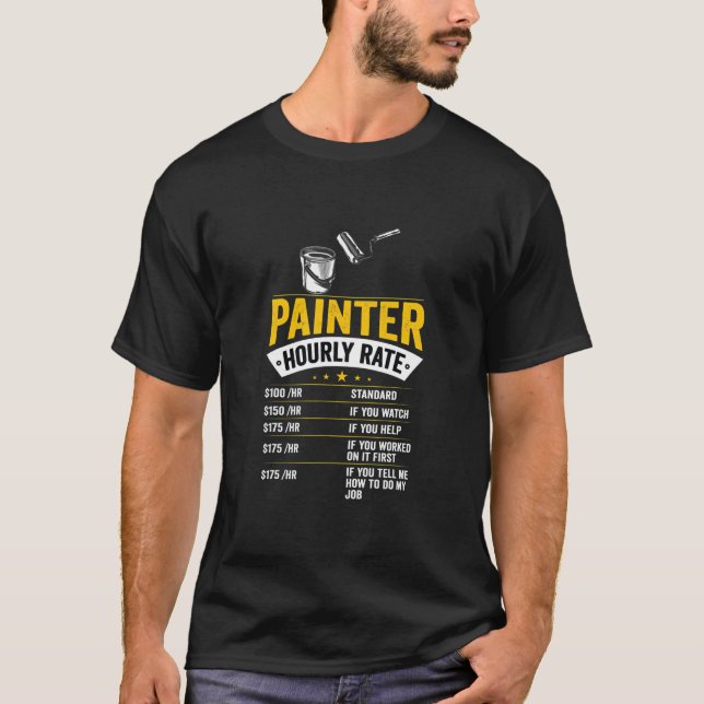 Camiseta Painter Hourter Rate Funny Painter Dad (Anverso)