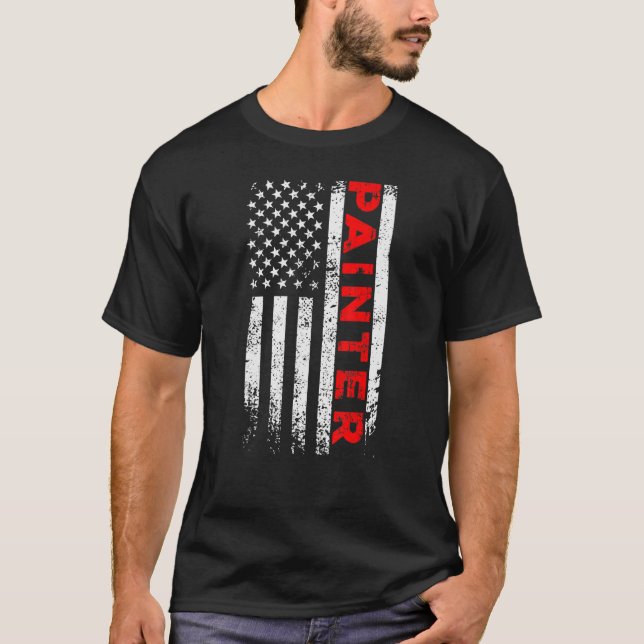 Camiseta Painter USA Bandera Renovación Decorador Handyman  (Anverso)