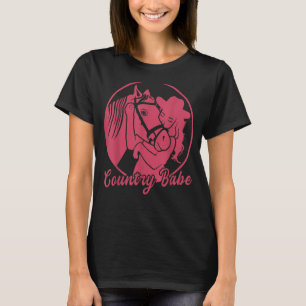 Camiseta País Babe Vaquera Con Caballo De País Occidental
