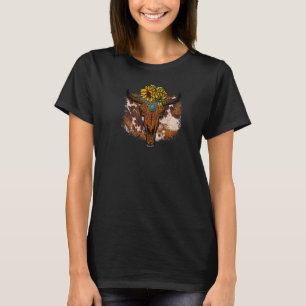 Camiseta País Boho Decoración de girasol Mujeres Amarillo O