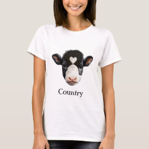 Camiseta País Cara de vaca negra y blanca