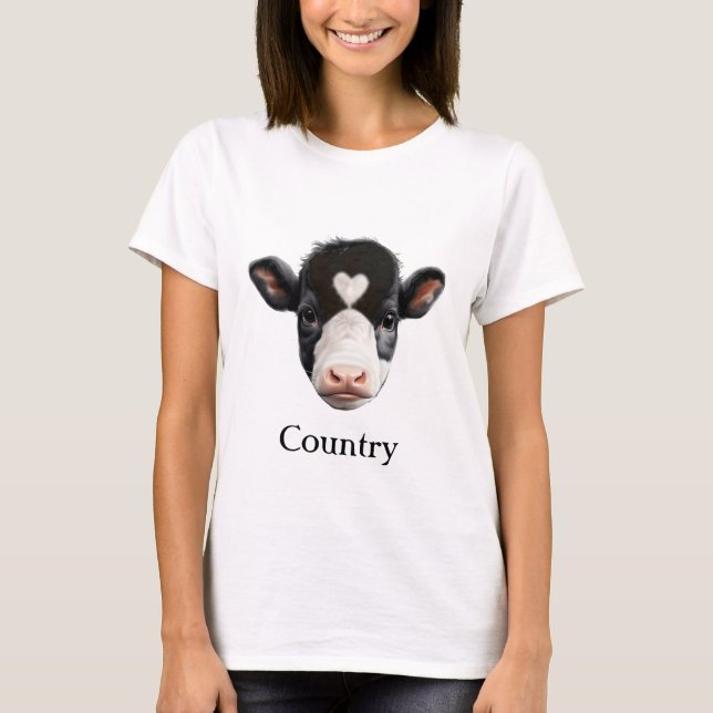 Camiseta País Cara de vaca negra y blanca (Anverso)
