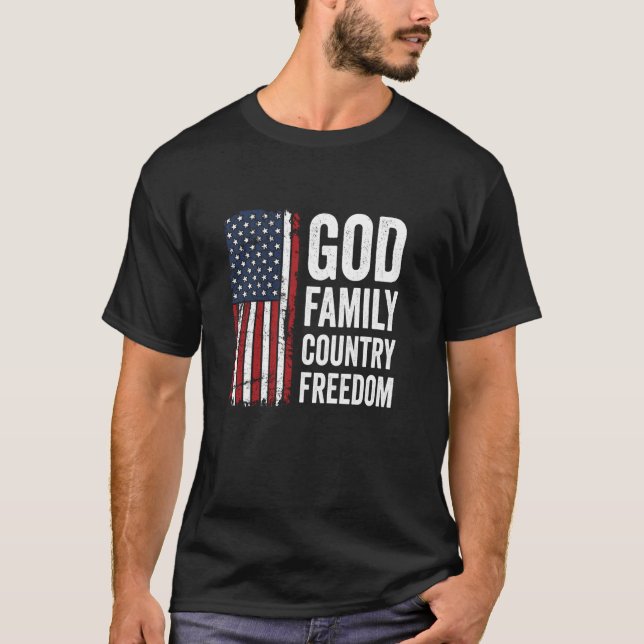 Camiseta País de la familia de Dios Libertad Patriótica Ban (Anverso)