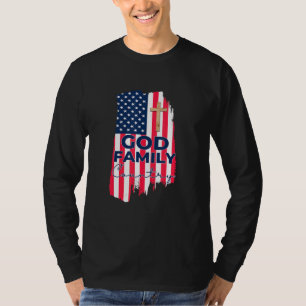 Camiseta País de la Familia Dios Cruz Cristiana Patriótica 