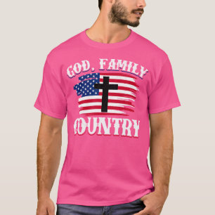 Camiseta País de la familia Dios Cruz de la Bandera America